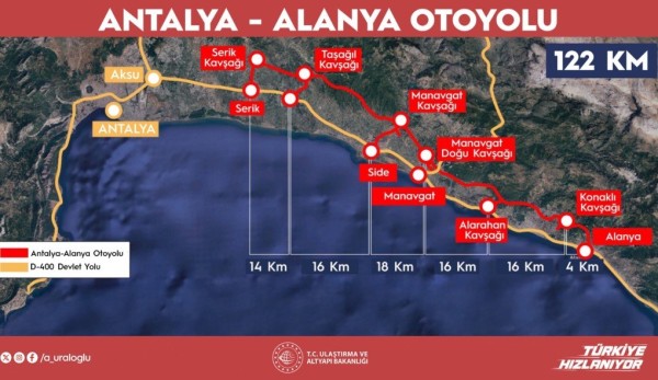 Antalya-Alanya Otoyolu’nun Temeli Cuma Günü Atılacak