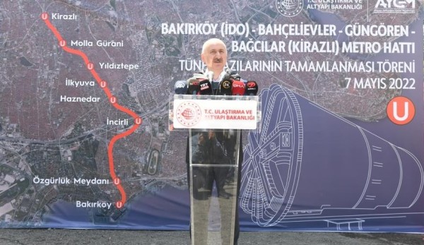 Ulaştırma ve Altyapı Bakanı Karaismailoğlu: Bakırköy- Kirazlı Metro Hattında Tünel Kazı Çalışmaları Tamamlandı