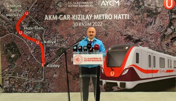 Ulaştırma ve Altyapı Bakanı Karaismailoğlu’ndan Ankaralılara Müjde AKM-Gar-Kızılay Metro Hattının İlk Seferi İçin Gün Sayıyoruz